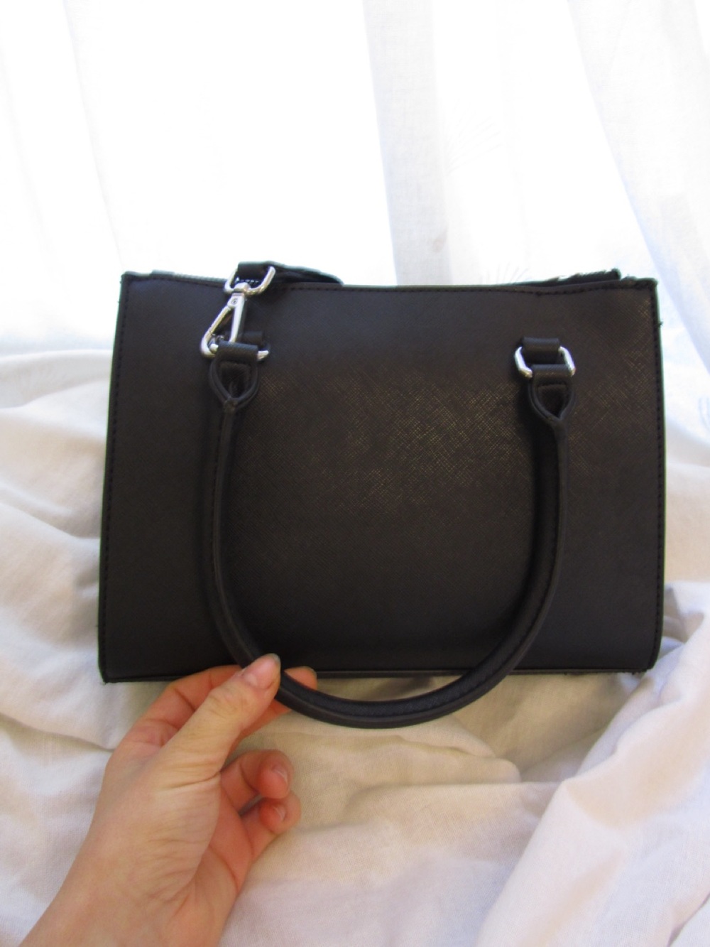Authentic GUESS Black Logo Top-Handle Bag with Two Straps - Picture 12 of 16